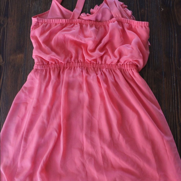 Mini coral dress with embellished ruffles - Picture 2 of 2